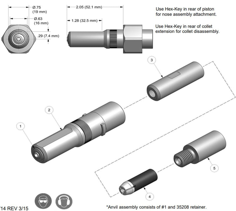 Gage Bilt SMLS06-752B-20 for 3/16" diameter Single Action Blind Rivets